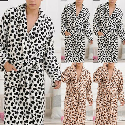

Mens Robe Microfiber Fleece Bathrobe Shawl Collar Spa Robe Sleepwear Nightwear