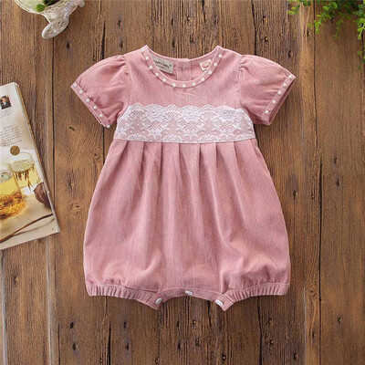 

Newborn Kids Baby Girl Outfit Clothes Corduroy Lace Short Sleeve Romper Jumpsuit