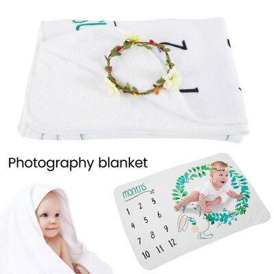 

Cute Infant Monthly Milestone Blanket Garland Baby Swaddling Month Blanket Set for Photography Baby Shower Gifts