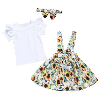 

3PCS Toddler Kids Baby Girls T-shirt TopsSkirt Dress Summer Outfits Clothes Set