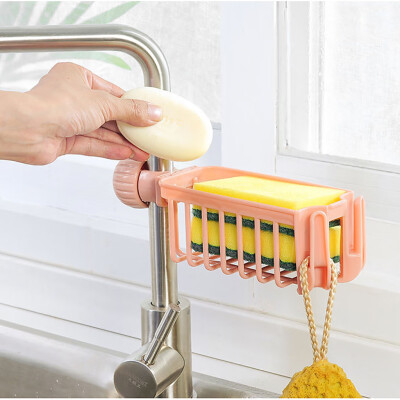 

Gobestart Kitchen Sink Faucet Sponge Soap Cloth Drain Rack Storage Organizer Holder Shelf