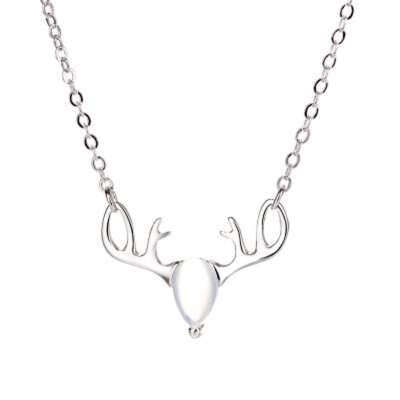 

Necklace Pendant Antler Collarbone Necklace sterling silver Silver Simple Nacklace Design Deer Crystal Nacklace Original Deer