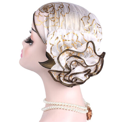 

6 Colors Muslim Women Flower Turban Hijab Hats Chemo Caps Elastic Beanie Head Wrap