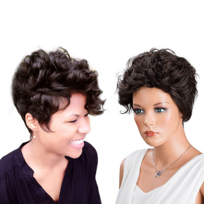 

〖Follure〗Women Short Brown Front Curly Hairstyle Synthetic Hair Wigs For Black Women