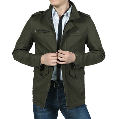 

Gobestart Men Winter Warm Jacket Overcoat Outwear Slim Long Trench Buttons Zipper Coat