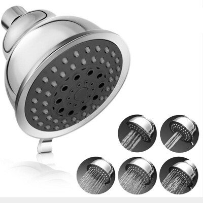 

High Pressure Shower Head 4 Inch 5 Settings Adjustable Bathroom Shower Head Spray Showerhead Anti-clog Brushed Bath Rain Shower He