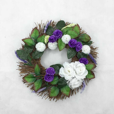 

〖Follure〗White Rose Wreath 30cm Garland Window Door Decorations Ornament Hot