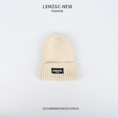

Fall&Winter New Parent-Child Hat Childrens Warm&Wind-proof Thickened Wool Cap Adult Tide Label Curled Knitted Cap