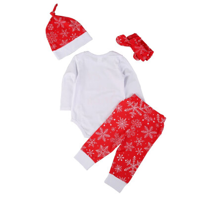 

4 Pcs Girl Spring Autumn Casual Long Sleeve O-Neck Baby Girl Clothing Set T-Shirts TopsPantsHatsHeadband