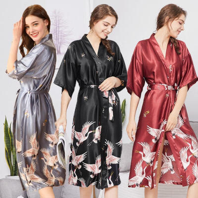 

Womens Bridesmaid Satin Robe Kimono Wedding Nightdress Sleepwear