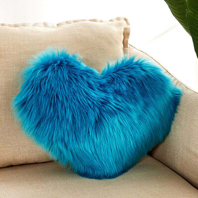 

Heart Shape Fluffy Faux Fur Plush Soft Sofa Chair Bed Room Decor Pillow Case Cushion Cover