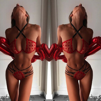 

Womens Ladies Sexy Lingerie Lace Bra G-string Babydoll Conjoined Nightwear Sets