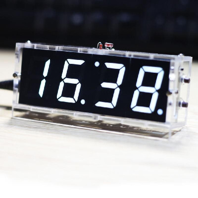 

Compact 4-digit DIY Digital LED Clock Kit Light Control Temperature Date Time Display with Transparent Case