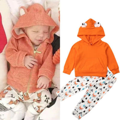 

Toddler Baby Boy Girl Cute Fox Outfits Cotton HoodiesPants Set Autumn Clothes
