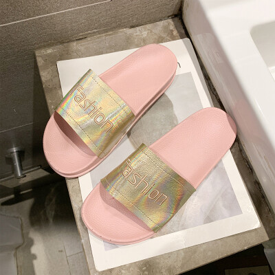 

Summer 2019 new Korean version of academic comfort slippers lazy word slippers women fashion wear ins tide