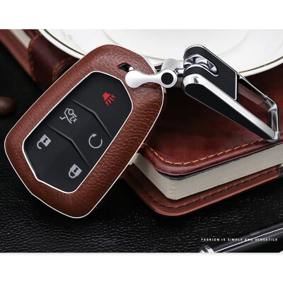 

Top Layer Leather Car Key Case Keychain for Cadillac SRX XTS CTS ATS ATS- Car Key Cover Shell Car Accessorie