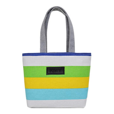 

Fashion Striped Shoulder Handbags Women Canvas Large Capacity Shopping Tote