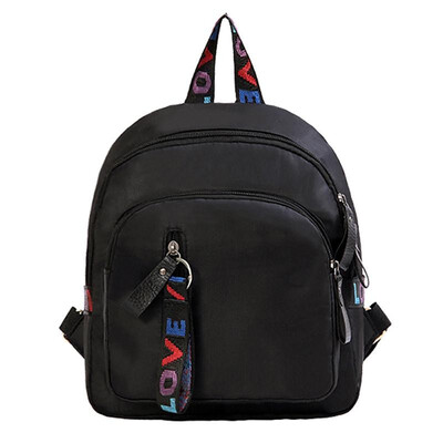 

Women Backpack Oxford Waterproof PU Leather Splicing Colorful Letters Embroidery Zipper Pockets Casual Knapsack
