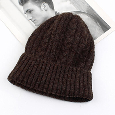 

Women Thick Twist Thread Knitted Beanies Hat Ribbed Autumn Winter Baggy Crochet Cap Warm Skullies Headwear