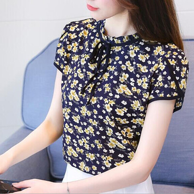 

NEW Summer Womens Casual Loose Short Sleeve Floral Blouse T-shirt Chiffon Tops
