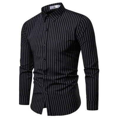 

Men Luxury Striped Long Sleeve Shirt Casual Slim Fit Stylish Dress Shirts Top
