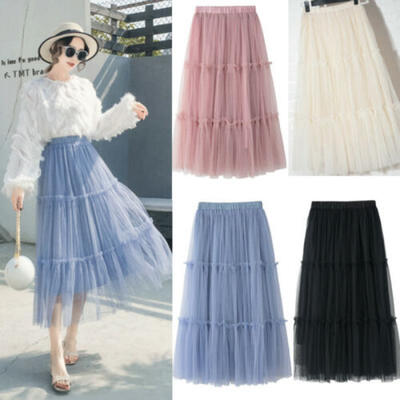 

New Women Chiffon Floral High Waist Maxi Dress Skater Flared Pleated Long Skirt