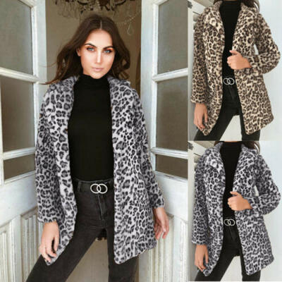 

Fashion Women Leopard Winter Warm Faux Fur Coat Cardigan Outwear Coat Jacket