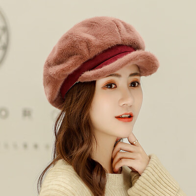 

2019 new ladies velvet duck tongue hat autumn&winter warm Korean version of the casual pure color fashion beret