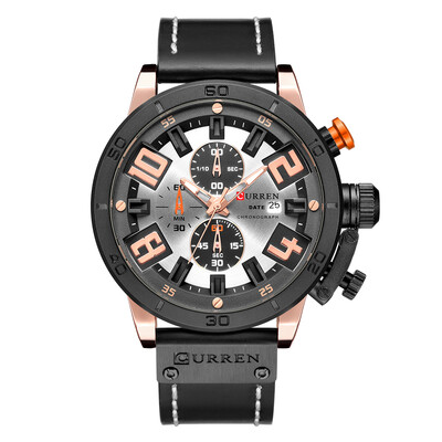 

CURREN 8312 Watch Quartz Men Gentlemen Brand Leather Daily Waterproof Calendar Round Dial Wrist Fashion Business Stopwatch
