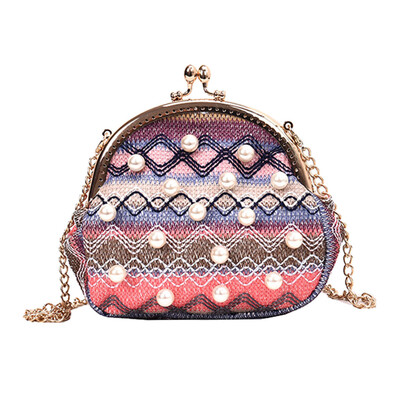 

Tailored 2019 New Women Bag Ethnic Style Pearl Shoulder Bag Messenger Bag Clutch Bag
