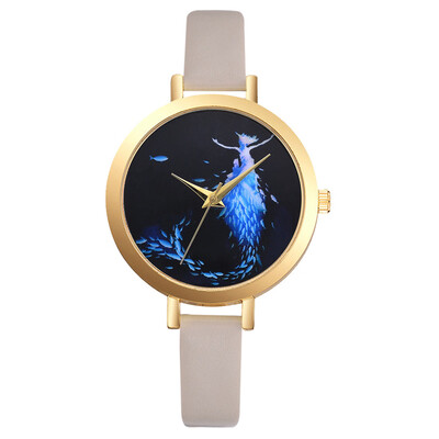 

Womens Watches Simple Creative Disc Ladies Quartz Movement Wristwatch Solid Color Leather Strap Clock Casual Montre Femme