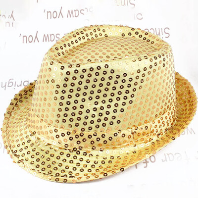 

11 Colors Unisex Women Men Sequin Shining Trilby Hat Cotton Fancy Party Dance Hat