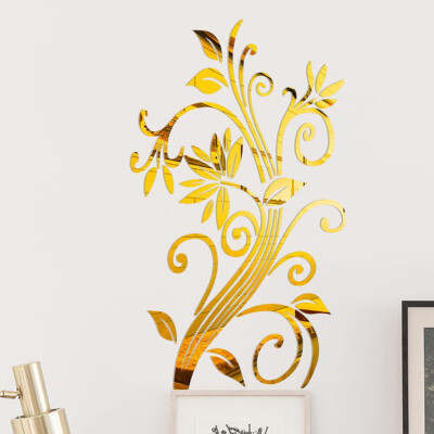 

Gobestart 3D Diy Leaves Flower Fashion Acrylic Wall Sticker Modern Stickers Decoration