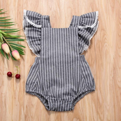 

Newborn Infant Baby Girl Cotton Romper Bodysuit Stripe Outfits Sunsuit Clothes