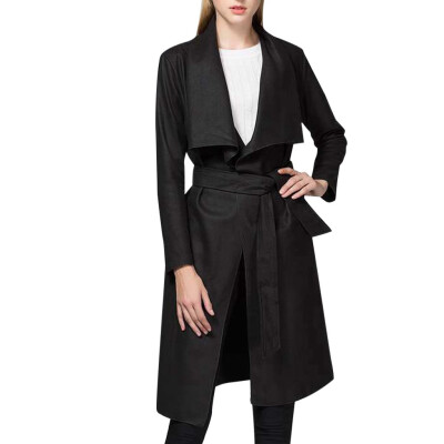 

Toponeto Winter Lady Womens Solid Color Irregular Belt Coat Cardigan Outerwear