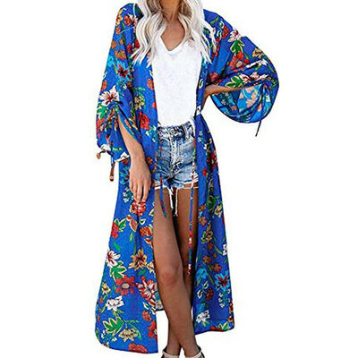 

Women Chiffon Kimono Beach Cardigan Bikini Cover Up Wrap Beachwear Long dress