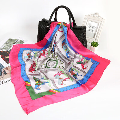 

Autumn&winter Korean version of the silk satin thin scarf scarf air conditioning shawl beach towel seaside sunscreen silk scarf women wholesale