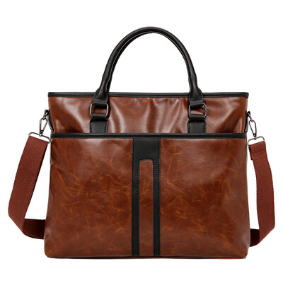 

Fashion Leisure Retro Mad Horse Leather Handbag Male Briefcase Business Leisure Postman Bag Korean Edition Single Shoulder Slant B