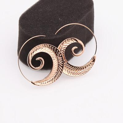 

E0446 New Ethnic Gold Color Swirl Hoop Earrings For Women High Quality Statement Ear Jewelry Exquisite Gift Free Drop Shipping