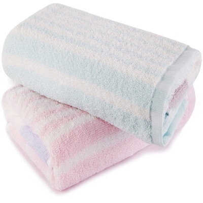 

Sanli towel home textile cotton striped towel 2 strips soft strong absorbent cleansing towel couple towel wash towel 34×70cm light blue light pink