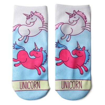 

Kids Girls Boys Print Cartoon Unicorn Short Socks Suitable For Child Aged 6-12