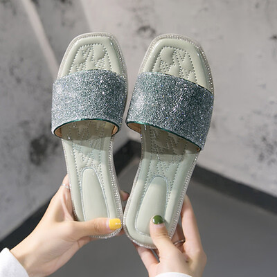 

Slipper female summer wear summer toe word drag Korean version of wild ins slippers tide