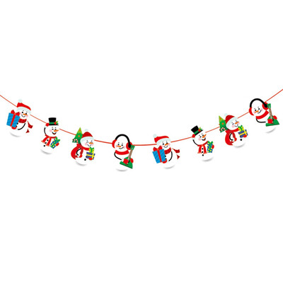 

Christmas Party Hanging Decor Snowman Santa Claus Elk Sock Banner Xmas Supply
