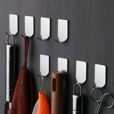 

Gobestart 8PCS Self Adhesive Home Kitchen Wall Door Stainless Steel Holder Hook Hanger