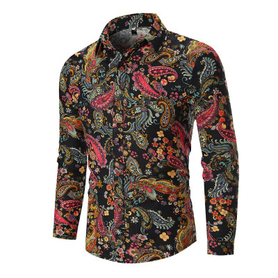 

Tailored Men Autumn Fashion Shirts Casual Printing Beach Shirts Long-Sleeve Top Blouse