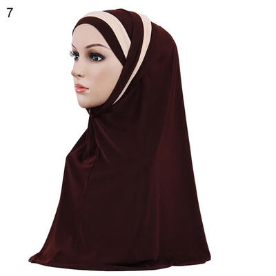 

Fashion Double Color Splicing Women Scarf Muslim Hijab Head Wrap Headscarf