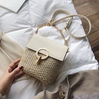 

French small bag of foreign gas bucket bag high-grade straw chain bag handbags new 2019 wild Messenger bag