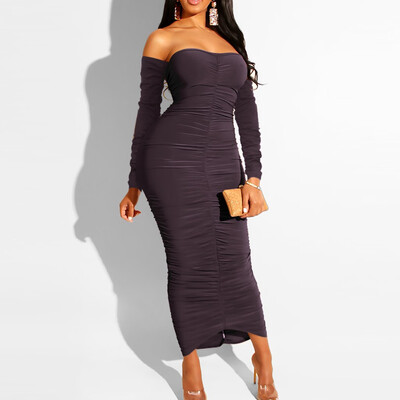

Tailored Fashion Women Sexy Club Long Sleeve Off Shoulder Elegant Prom Gown Dinner Dress