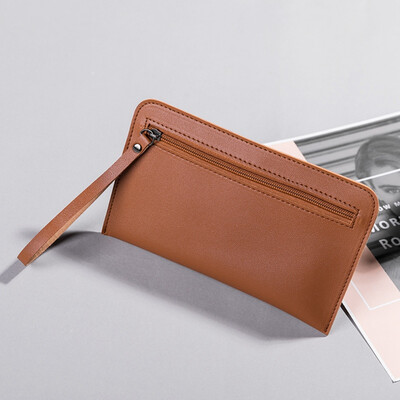 

Fashion Women Zippers Long Wallets Simple Style Ladies Coin Purse Leather Thin Wallets Female Long Chains Money Bags