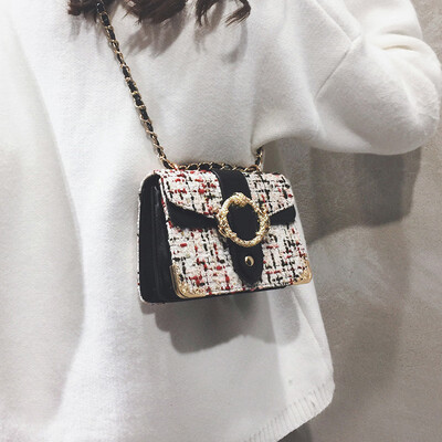 

High-end bag handbags new 2019 fashion messenger bag wild ins chain bag texture woolen shoulder bag